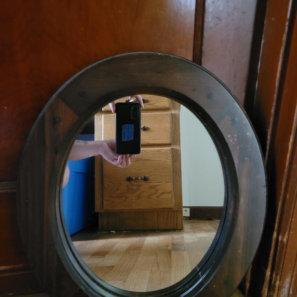 Round Wood Wall Mirror